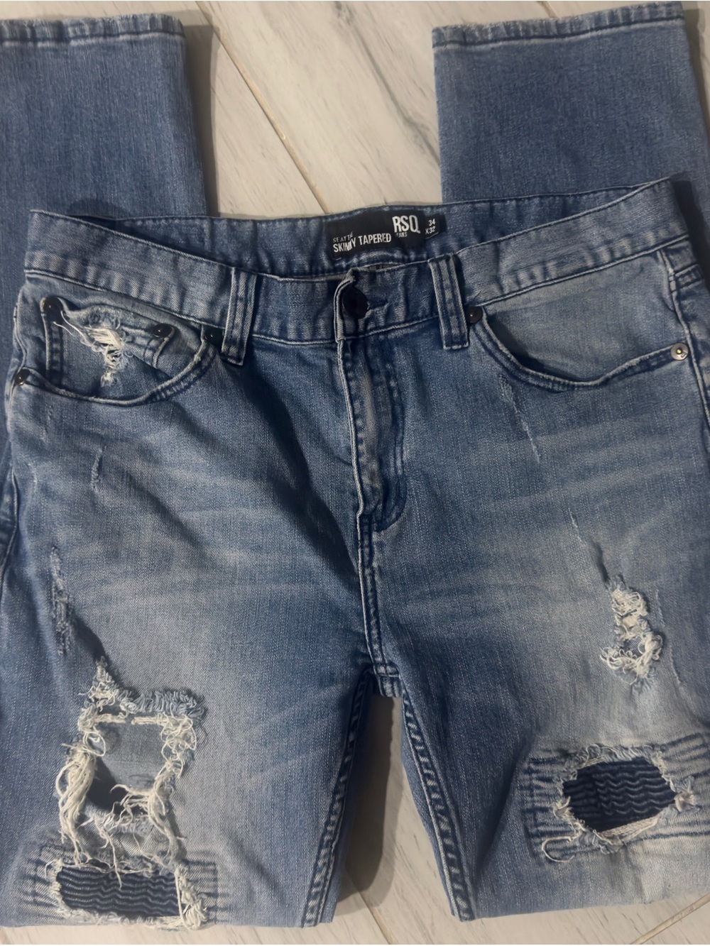 RSQ Seattle Skinny Tapered Distressed Jeans 34x32 - Picture 3 of 6